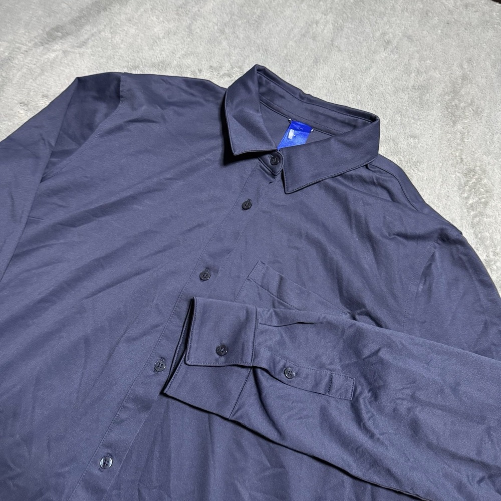 Kit Ace Shirt Mens Small Blue Button Up Long Sleeve Performance Stretch